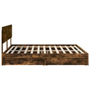 vidaXL Tárolós Ágy fejtámlával Füstölt tölgy 180 x 200 cm Faanyag