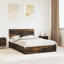 vidaXL Tárolós Ágy fejtámlával Füstölt tölgy 160 x 200 cm Faanyag