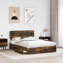 vidaXL Tárolós Ágy fejtámlával Füstölt tölgy 160 x 200 cm Faanyag