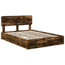 vidaXL Tárolós Ágy fejtámlával Füstölt tölgy 160 x 200 cm Faanyag