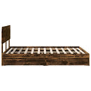 vidaXL Tárolós Ágy fejtámlával Füstölt tölgy 160 x 200 cm Faanyag