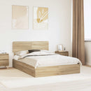 vidaXL Tárolós Ágy fejtámlával Sonoma tölgy 150 x 200 cm Faanyag