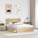 vidaXL Tárolós Ágy fejtámlával Sonoma tölgy 150 x 200 cm Faanyag