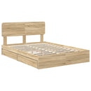 vidaXL Tárolós Ágy fejtámlával Sonoma tölgy 150 x 200 cm Faanyag