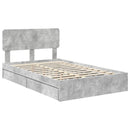 vidaXL Tárolós Ágy fejtámlával Beton Szürke 150 x 200 cm Faanyag
