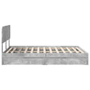 vidaXL Tárolós Ágy fejtámlával Beton Szürke 150 x 200 cm Faanyag