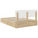 vidaXL Tárolós Ágy fejtámlával Sonoma tölgy 140 x 200 cm Faanyag