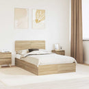 vidaXL Tárolós Ágy fejtámlával Sonoma tölgy 135 x 190 cm Faanyag