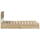 vidaXL Tárolós Ágy fejtámlával Sonoma tölgy 135 x 190 cm Faanyag