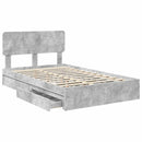 vidaXL Tárolós Ágy fejtámlával Beton Szürke 135 x 190 cm Faanyag