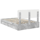 vidaXL Tárolós Ágy fejtámlával Beton Szürke 135 x 190 cm Faanyag