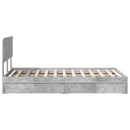 vidaXL Tárolós Ágy fejtámlával Beton Szürke 135 x 190 cm Faanyag