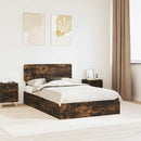 vidaXL Tárolós Ágy fejtámlával Füstölt tölgy 135 x 190 cm Faanyag