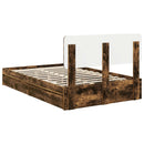 vidaXL Tárolós Ágy fejtámlával Füstölt tölgy 135 x 190 cm Faanyag