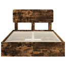 vidaXL Tárolós Ágy fejtámlával Füstölt tölgy 135 x 190 cm Faanyag