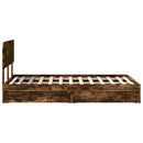 vidaXL Tárolós Ágy fejtámlával Füstölt tölgy 135 x 190 cm Faanyag