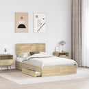 vidaXL Tárolós Ágy fejtámlával Sonoma tölgy 120 x 200 cm Faanyag