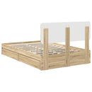 vidaXL Tárolós Ágy fejtámlával Sonoma tölgy 120 x 200 cm Faanyag