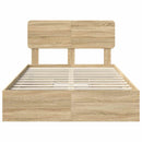 vidaXL Tárolós Ágy fejtámlával Sonoma tölgy 120 x 200 cm Faanyag