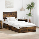 vidaXL Tárolós Ágy fejtámlával Füstölt tölgy 100 x 200 cm Faanyag