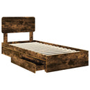 vidaXL Tárolós Ágy fejtámlával Füstölt tölgy 100 x 200 cm Faanyag