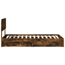vidaXL Tárolós Ágy fejtámlával Füstölt tölgy 100 x 200 cm Faanyag