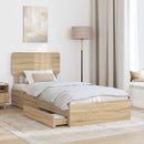 vidaXL Tárolós Ágy fejtámlával Sonoma tölgy 90 x 200 cm Faanyag