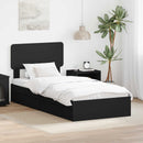 vidaXL Tárolós Ágy fejtámlával fiókkal Fekete 90 x 190 cm Faanyag