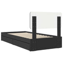 vidaXL Tárolós Ágy fejtámlával fiókkal Fekete 90 x 190 cm Faanyag