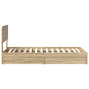vidaXL Tárolós Ágy fejtámlával Sonoma tölgy 90 x 190 cm Faanyag