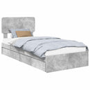 vidaXL Tárolós Ágy fejtámlával Beton Szürke 90 x 190 cm Faanyag
