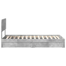 vidaXL Tárolós Ágy fejtámlával Beton Szürke 90 x 190 cm Faanyag