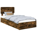 vidaXL Tárolós Ágy fejtámlával Füstölt tölgy 90 x 190 cm Faanyag