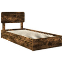 vidaXL Tárolós Ágy fejtámlával Füstölt tölgy 90 x 190 cm Faanyag