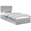 vidaXL Tárolós Ágy fejtámlával Szürke Sonoma 90 x 190 cm Faanyag