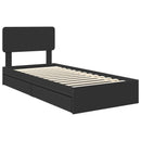 vidaXL Tárolós Ágy fejtámlával fiókkal Fekete 75 x 190 cm Faanyag