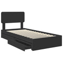 vidaXL Tárolós Ágy fejtámlával fiókkal Fekete 75 x 190 cm Faanyag