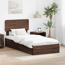 vidaXL Tárolós Ágy fejtámlával fiókkal Barna Tölgy 75 x 190 cm Faanyag