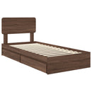 vidaXL Tárolós Ágy fejtámlával fiókkal Barna Tölgy 75 x 190 cm Faanyag