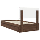 vidaXL Tárolós Ágy fejtámlával fiókkal Barna Tölgy 75 x 190 cm Faanyag