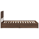vidaXL Tárolós Ágy fejtámlával fiókkal Barna Tölgy 75 x 190 cm Faanyag