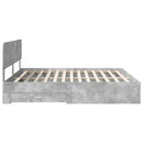 vidaXL Ágykeret fejtámlával fiókkal Beton Szürke 200 x 200 cm Faanyag