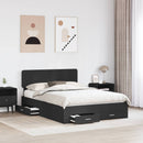 vidaXL Ágykeret fejtámlával fiókkal Fekete 140 x 190 cm Faanyag