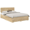 vidaXL Ágykeret fejtámlával fiókkal Sonoma tölgy 140 x 190 cm Faanyag