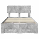 vidaXL Ágykeret fejtámlával fiókkal Beton Szürke 120 x 200 cm Faanyag