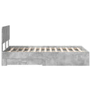 vidaXL Ágykeret fejtámlával fiókkal Beton Szürke 120 x 200 cm Faanyag