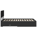 vidaXL Ágykeret fejtámlával fiókkal Fekete 120 x 190 cm Faanyag