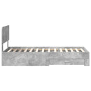 vidaXL Ágykeret fejtámlával fiókkal Beton Szürke 90 x 200 cm Faanyag