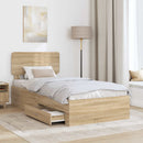 vidaXL Ágykeret fejtámlával fiókkal Sonoma tölgy 75 x 190 cm Faanyag