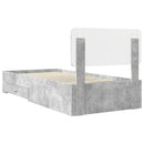 vidaXL Ágykeret fejtámlával fiókkal Beton Szürke 70 x 190 cm Faanyag